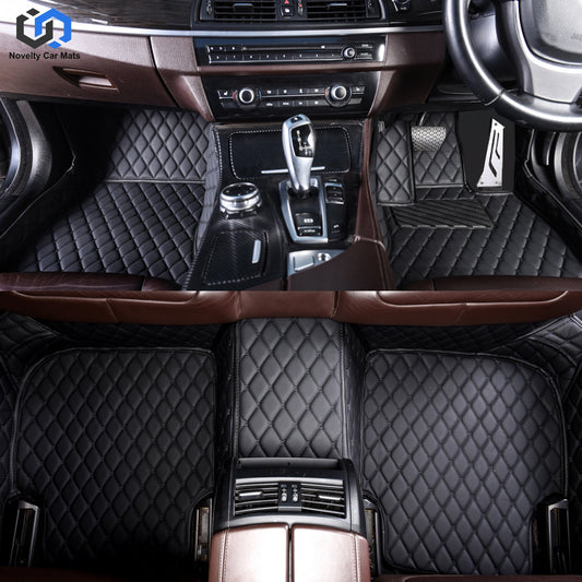 CM07 Luxury Car Mat Diamond Shape Stitchingh Black&Black