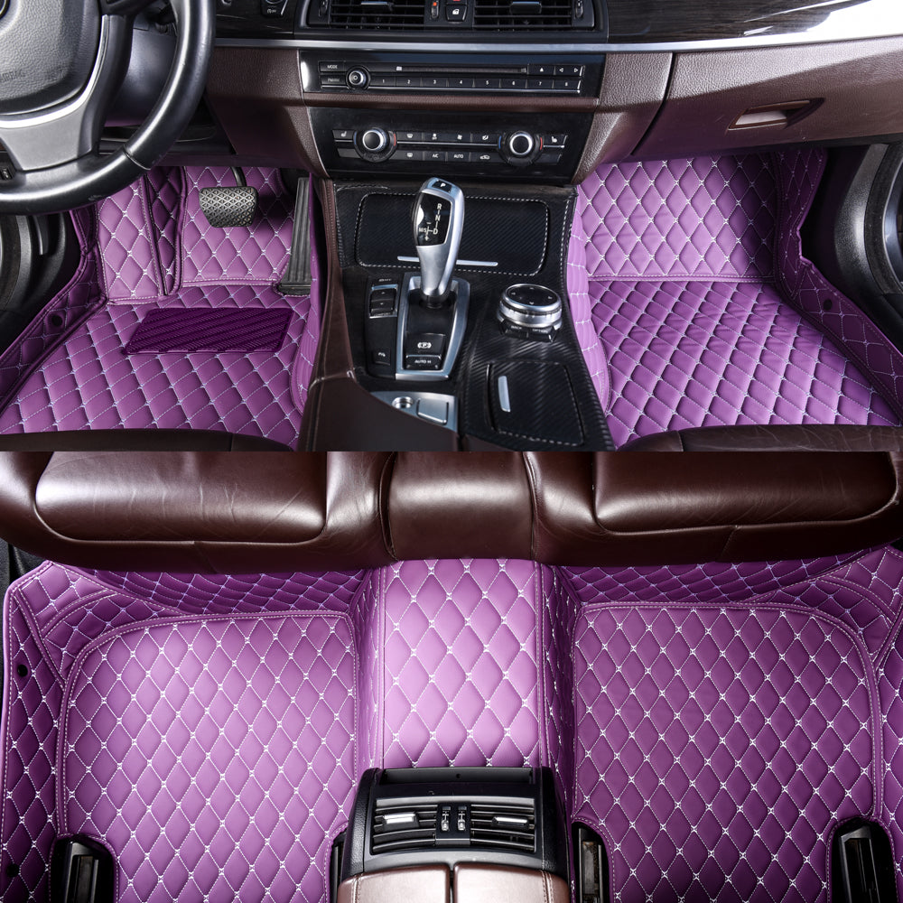 CM17 Luxury Car Mat Diamond Shape Stitchingh Purple&Beige