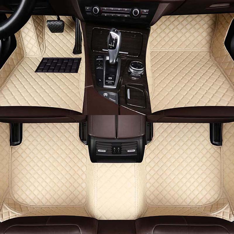CM25 Double-line Luxury Car Mat Diamond Shape Stitchingh Beige&Beige
