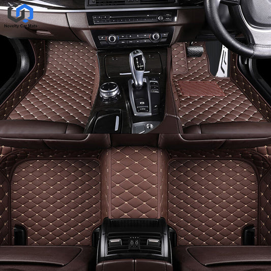 CM15 Luxury Car Mat Diamond Shape Stitchingh Coffee&Beige