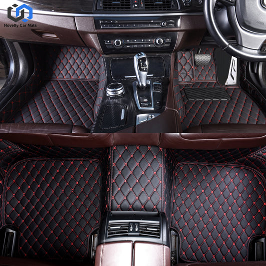 CM08 Luxury Car Mat Diamond Shape Stitchingh Black&Red