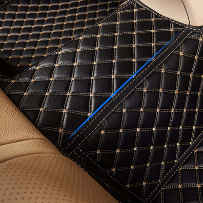 CM02 Double-line Luxury Car Mat Diamond Shape Stitchingh Black&Red