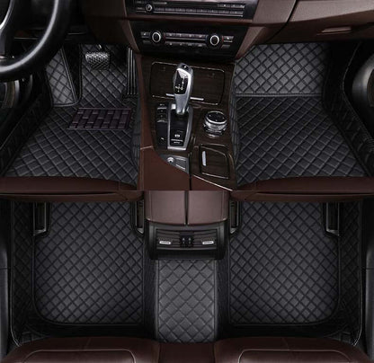 CM20 Double-line Luxury Car Mat Diamond Shape Stitchingh Black&Black