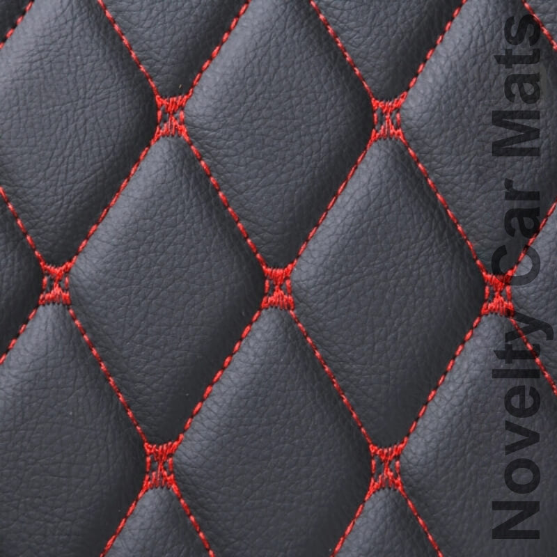 CM08 Luxury Car Mat Diamond Shape Stitchingh Black&Red