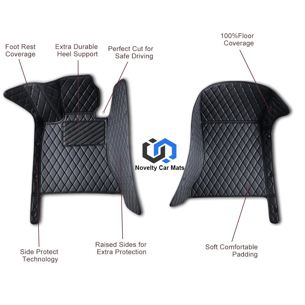 CM13 Luxury Car Mat Diamond Shape Stitchingh Blue&Beige