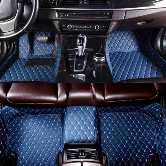 CM13 Luxury Car Mat Diamond Shape Stitchingh Blue&Beige