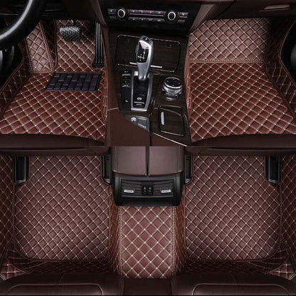 CM24 Double-line Luxury Car Mat Diamond Shape Stitchingh Coffee&Beige