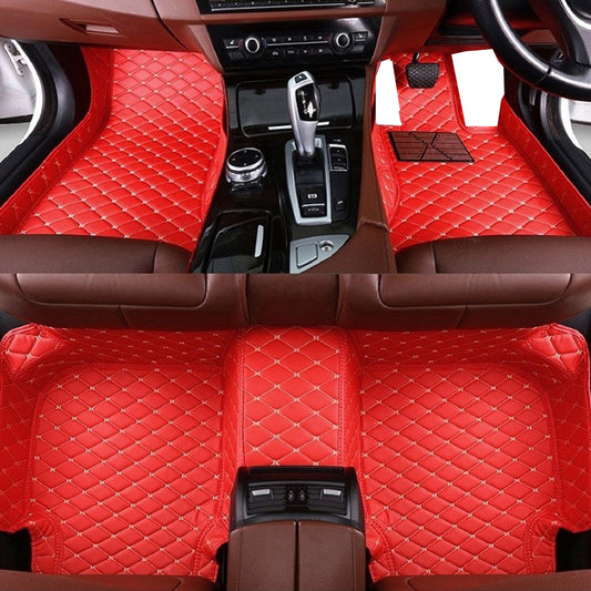CM18 Luxury Car Mat Diamond Shape Stitchingh Red&Beige